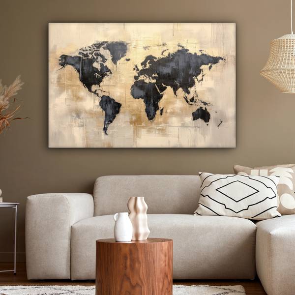 LEINWANDBILD Weltkarte Kupfer - 120 x 80 cm