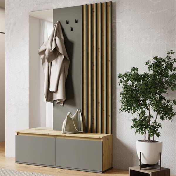 Armoires vestiaires CORRIDI Marron - Gris - Bois manufacturé - 120 x 202 x 34 cm