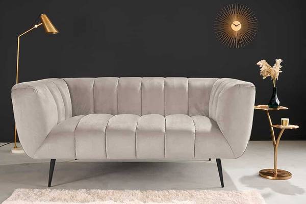 Sofa NOBLESSE Beige - Schwarz - Polyester - Samt - 165 x 80 x 90 cm