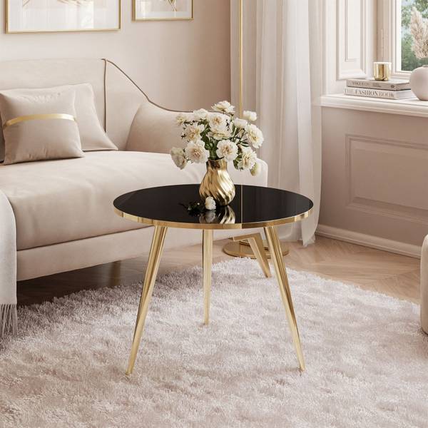 Couchtisch SOLEIL Hochglanz Schwarz - Gold