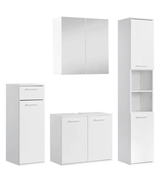Badmöbel-Set Der Steuermann 4-tlg. Weiß - Holzwerkstoff - 136 x 180 x 34 cm