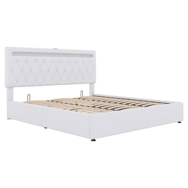 Polsterbett mit LED O1429 Weiß