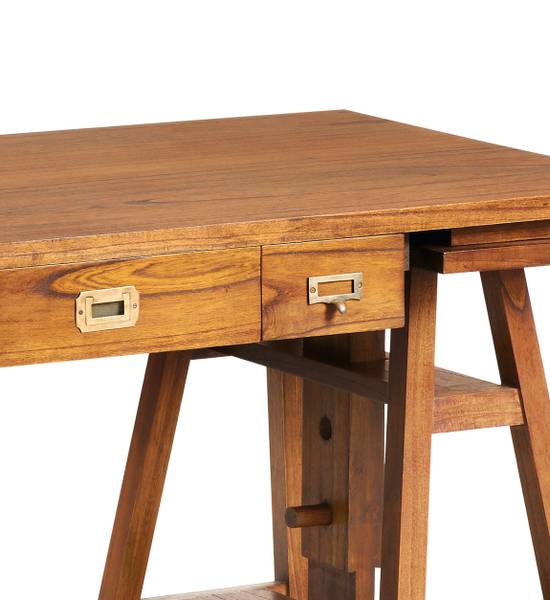 SCHREIBTISCH VERSTELLBARER L 152 cm Braun - Holz teilmassiv - 152 x 78 x 70 cm