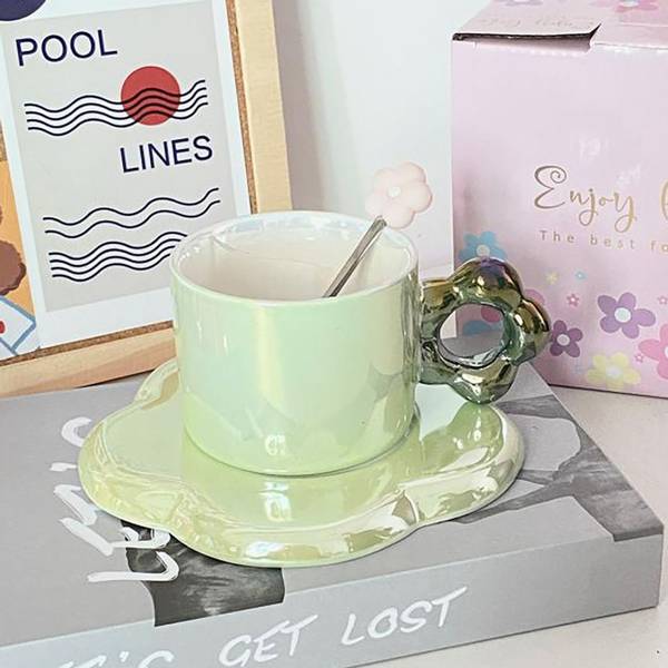 Kaffeetasse L1278 Grün - Keramik - 7 x 8 x 12 cm