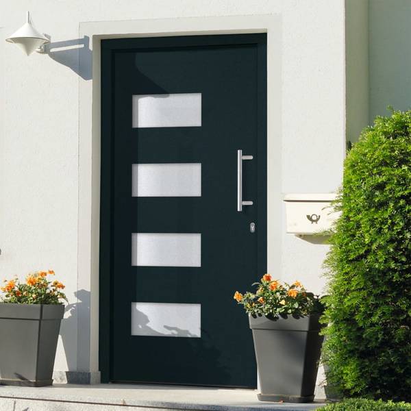 Porte d'entrée 3003744-2 Gris - Aluminium - PVC - 110 x 210 x 1 cm
