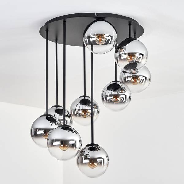 Deckenleuchte Fossobiubo Grau - Silber - Aluminium - Klarglas - 57 x 70 x 57 cm