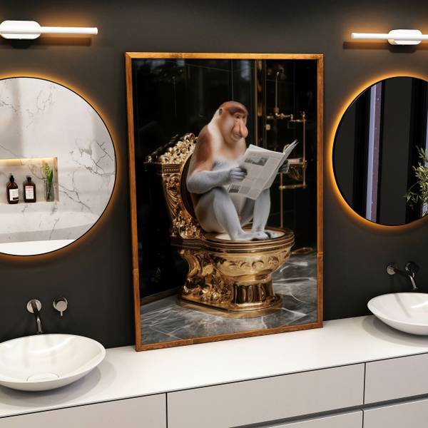 Poster NASENAFFE auf der Toilette 20 x 30 x 30 cm