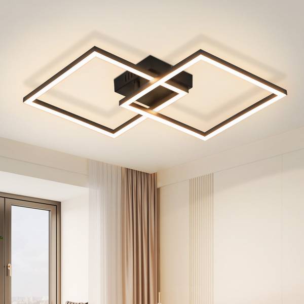 LED Plafondlamp Eichstätt zwart - kunststof - 40 x 7 x 40 cm