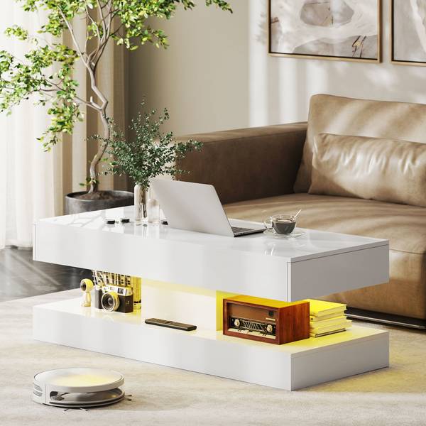 Couchtisch 83B-331V90WT Weiß - Holzwerkstoff - 50 x 42 x 120 cm