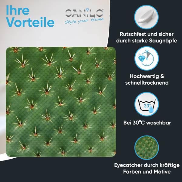 Sanilo Tapis de douche Cactus Vert - Orange - Jaune - Polyester-PVC - 53 x 1 x 53 cm