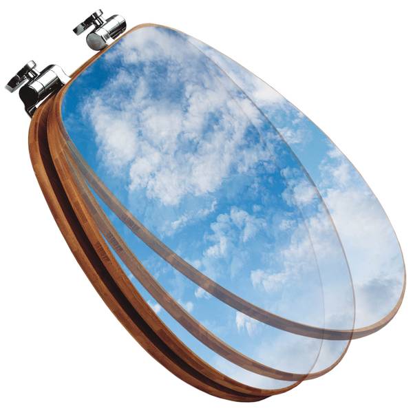 WC-Sitz mit Absenkautomatik Wolken 1 Blau - Bambus - Holzwerkstoff - 38 x 5 x 49 cm