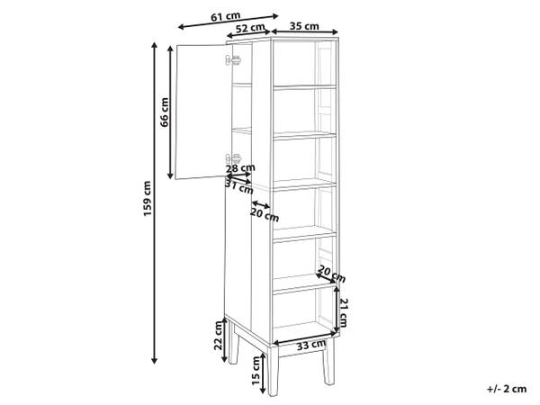 Badkamerkast NUBES bruin - wit - bamboe - 52 x 159 x 41 cm
