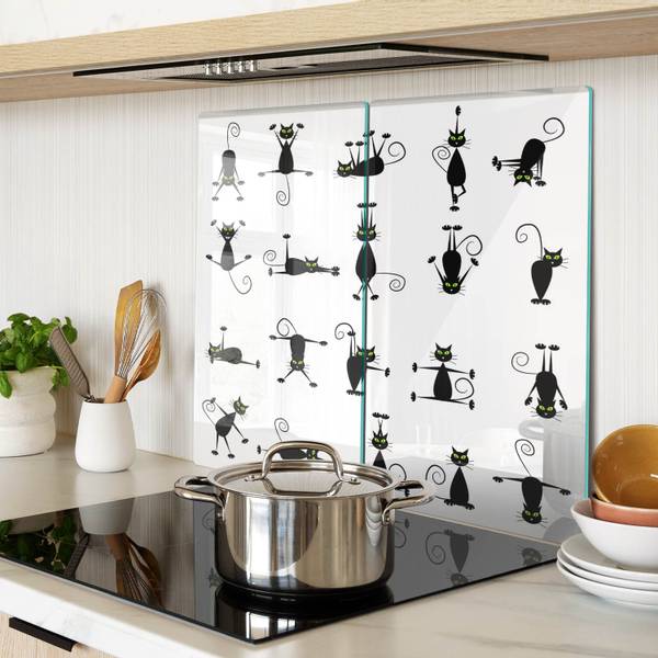 Schneidebrett Kittig 2er Set Schwarz - Glas - 52 x 1 x 30 cm