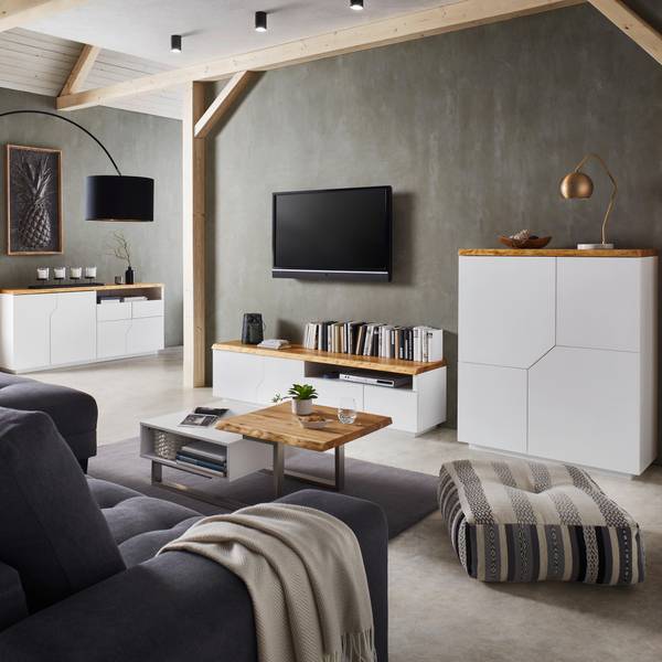 TV-Element CARLOS Braun - Weiß - Holz teilmassiv - 180 x 47 x 42 cm