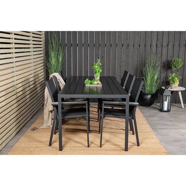 Gartenset Break 7-teilig Schwarz - Webstoff - 90 x 74 x 205 cm