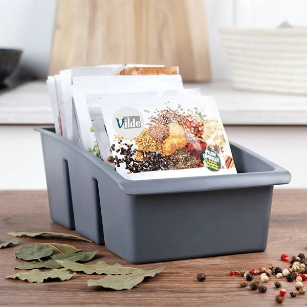Gewürzbeutel Organizer 2er Set SET677 Grau - Kunststoff - 15 x 9 x 25 cm