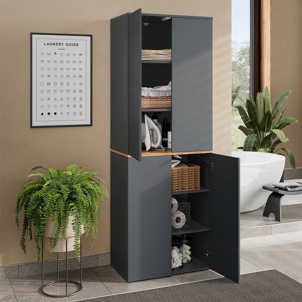 Mehrzweckschrank Viktor 62173 Braun - Grau - Holzwerkstoff - 68 x 189 x 41 cm