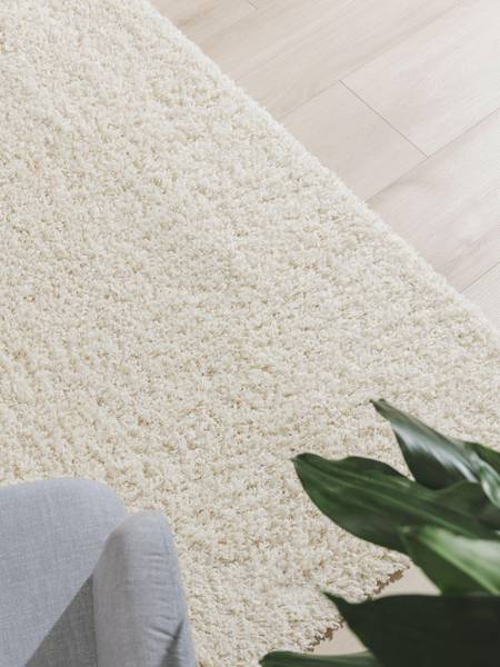 Waschbarer Hochflorteppich Soho Cremeweiß - 160 x 4 x 160 cm