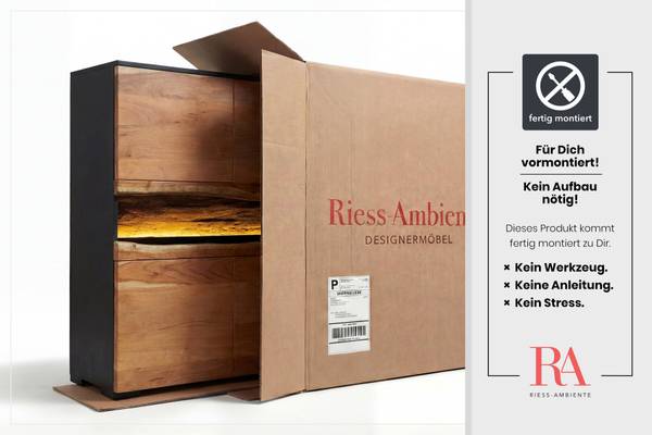 Highboard GRAND ACACIA Schwarz - Braun - Akazie - 100 x 120 x 40 cm