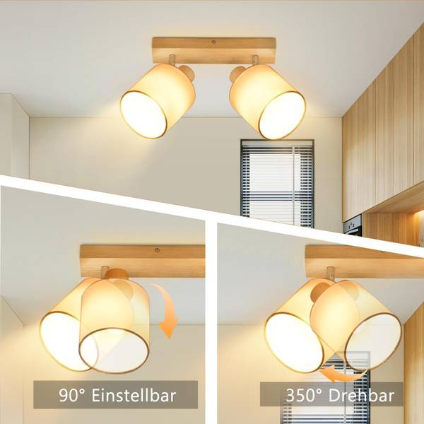 Deckenstrahler SALSW Braun - Weiß - 16 x 13 x 28 cm - Naturfaser - Textil - Durchmesser Lampenschirm: 11 cm