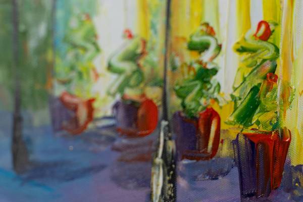 Acrylbild Handgemalt Liebespaar Uv Baumwollstoff - 120 x 60 x 4 cm