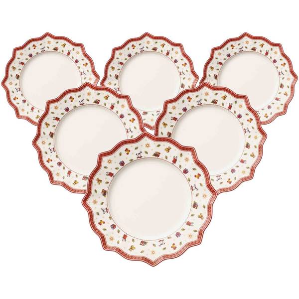Speiseteller Toy's Delight 6er Set Weiß - Porzellan - 29 x 4 x 29 cm