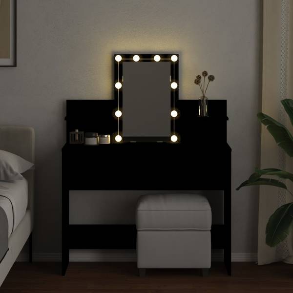 LED-Schminktisch XT5391 Schwarz - Holzwerkstoff - 40 x 130 x 100 cm