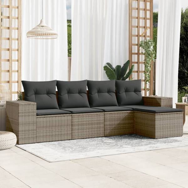 Garten-Lounge-Set (5-teilig) 3254827 Grau - Polyester - Stahl - 55 x 69 x 62 cm