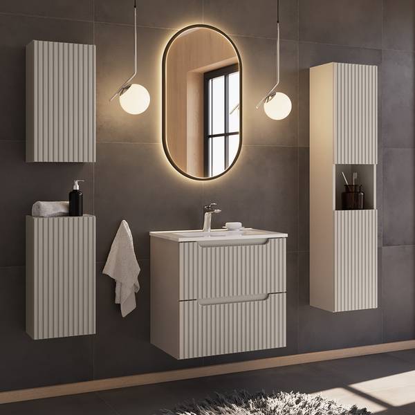 Hängeschrank NEWPORT-56-88 Beige - Holzwerkstoff - 30 x 57 x 19 cm