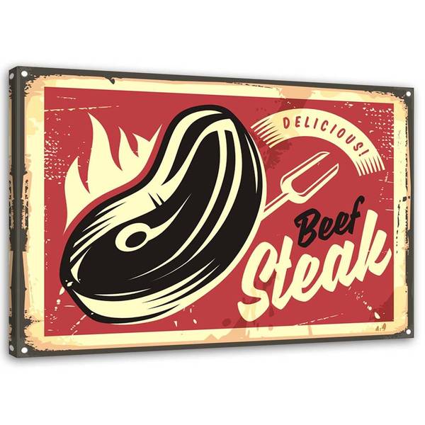 Tableau déco steak rétro 120 x 80 cm