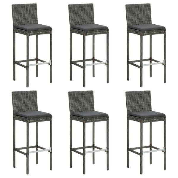 Barkruk 3029197 Set van 6 grijs - polyrotan - 40 x 108 x 37 cm