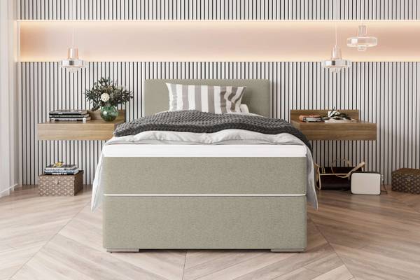 Boxspringbett Phönix Mini Beige - Webstoff - 106 x 103 x 209 cm