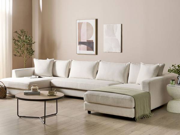 Sofa LILVIKEN 3-tlg Beige - Schwarz - Textil - 359 x 57 x 194 cm