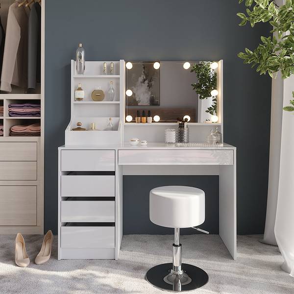 Coiffeuse Sherry 57607 Blanc - Bois manufacturé - 120 x 76 x 51 cm