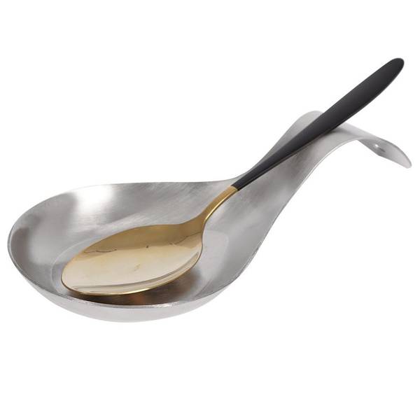 Löffelablage Silber - Edelstahl - 10 x 5 x 24 cm