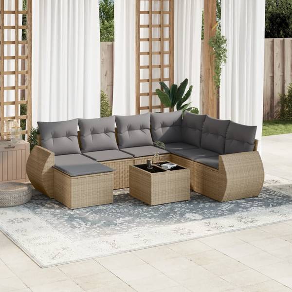 Loungeset 3035526-2 (8-delig) beige - grijs - lichtgrijs