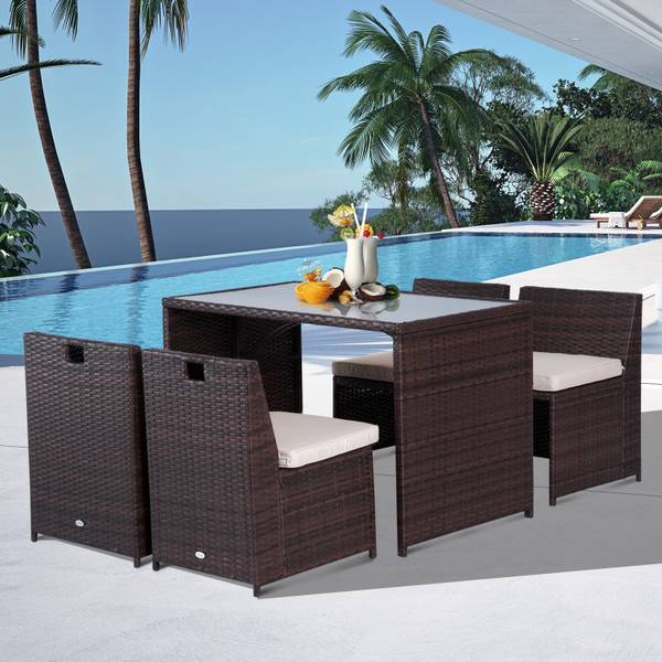 Gartenmöbel 5er-Set 861-012 Polyester - Sicherheitsglas - Polyethylen - 120 x 78 x 69 cm