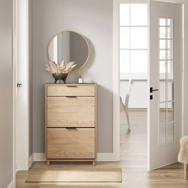Schuhschrank FSR212-N Braun - Holzwerkstoff - Massivholz - 24 x 95 x 60 cm