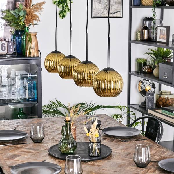 Pendelleuchte Cesaro Gold - Aluminium - Klarglas - 10 x 120 x 92 cm