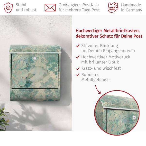 Briefkasten Eisblumen Blau - Stahl - 39 x 46 x 13 cm