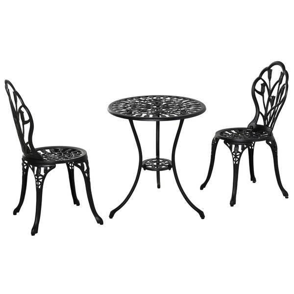 Bistro-Set BB5279 3-teilig Schwarz - Metall - 60 x 67 x 60 cm