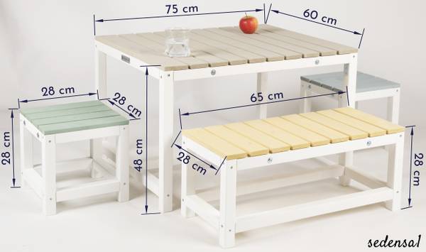 Kindersitzgruppe sedensa1 Weiß - Fichte - 75 x 80 x 60 cm