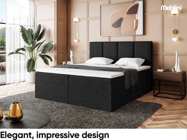 Boxspringbett Kylian Schwarz - 200 x 180 cm - H4