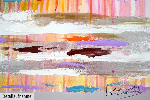 Acrylbild Handgemalt Nonfigurativ Aq Orange - Baumwollstoff - 60 x 60 x 4 cm