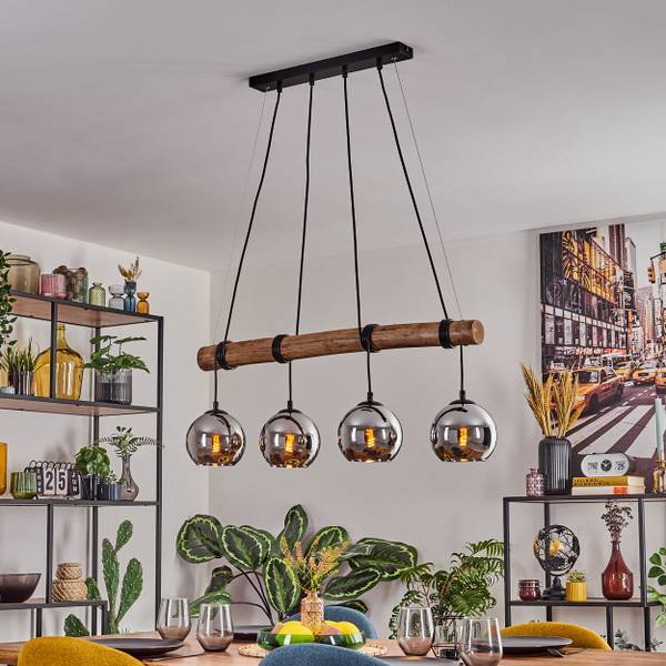 Pendelleuchte Cesaro Grau - Silber - Holzwerkstoff - Metall - 10 x 150 x 80 cm