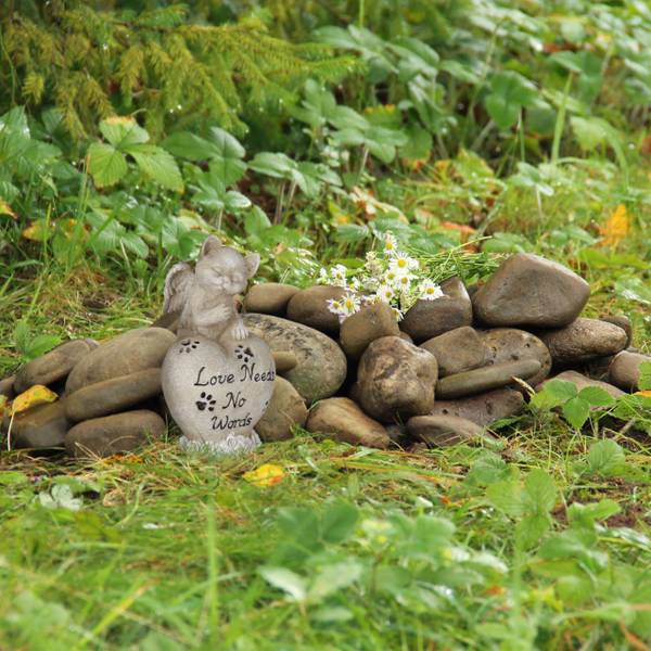 Gedenksteen voor katten zwart - wit - polyresin - 11 x 21 x 10 cm