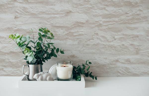 Tapete 4415 selbstklebend Stein Design Beige - Weiß - Fleece - 53 x 840 x 1 cm