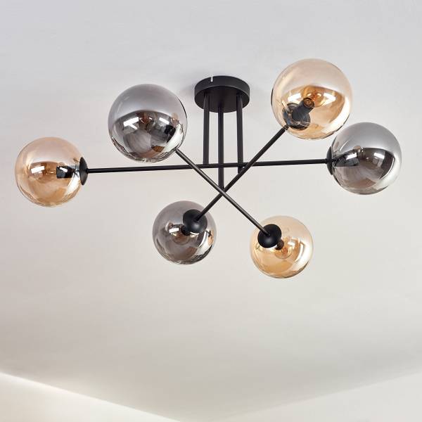 Deckenleuchte Fossobiubo Braun - Grau - Aluminium - Klarglas - 70 x 29 x 70 cm