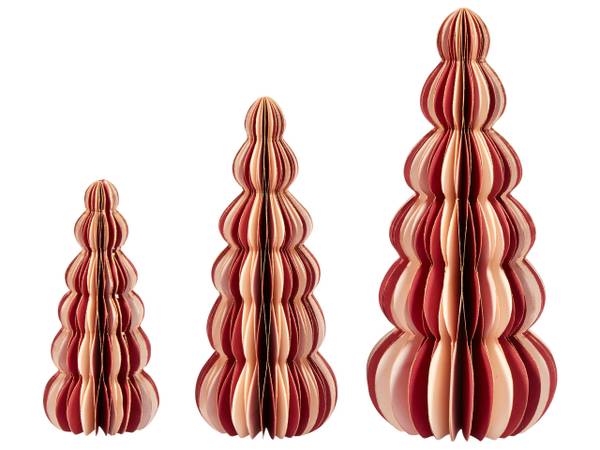 Decoratief accessoire DHAULAGIRI 3-delig beige - rood - bamboe - 6 x 15 x 6 cm