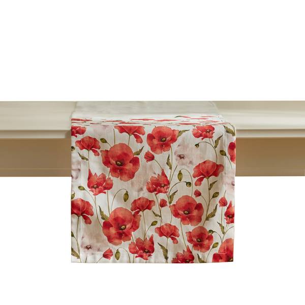 Tischläufer Popini Weiß - Baumwollstoff - 35 x 1 x 180 cm